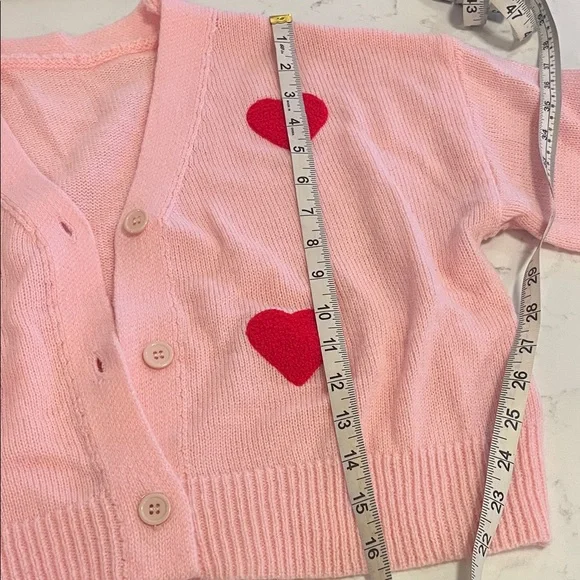 Pink Cardigan with Red Heart Accents - Picture 5 of 5